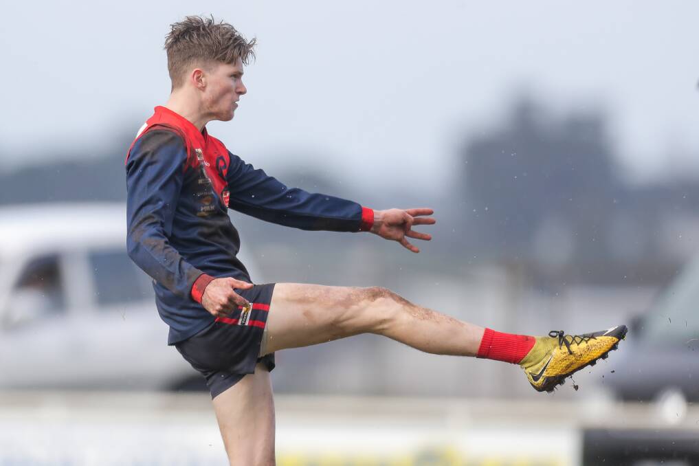 KICKING ON: Bayley Thompson hopes he can bring his goal-kicking prowess from Timboon Demons to Camperdown in 2019. Picture: Morgan Hancock 