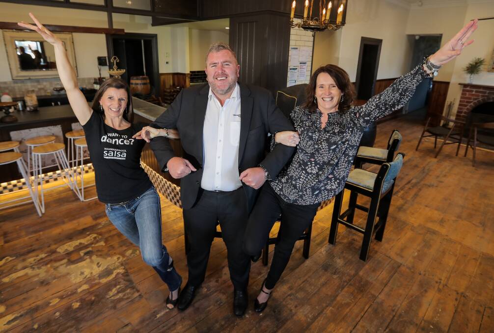 Salsa: Warrnambool dance instructor Diana Montes-Cooper, Standing Tall's Matt Burgess and Vivian Carter want to see you on the dance floor. Picture: Morgan Hancock .