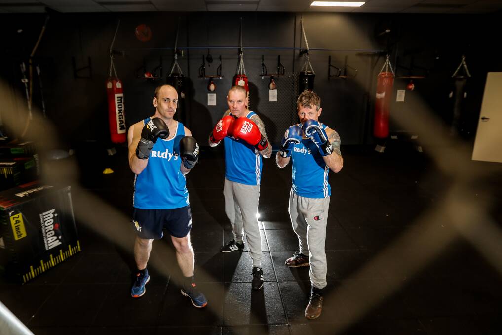 PACKING A PUNCH: Warrnambool-trained boxers Bradley Rogers, Wayne Clark and Howard Sharp will fight at a masters event in Melbourne. Picture: Morgan Hancock