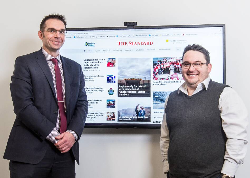 New era: The Standard's editor Greg Best and sales manager Daniel Bonham are asking readers to show their support by signing up to an online subscription.