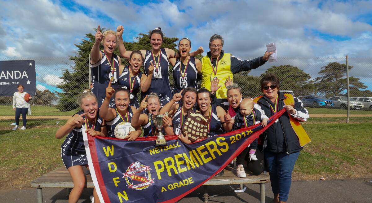 DROUGHT BREAKERS: Nirranda celebrate its first A grade premiership in 18 years with victory over Dennington. Picture: Michael Chambers