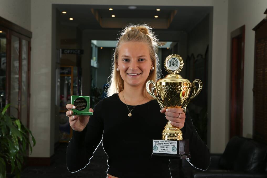 Flying: Camperdown's Chelsea Baker was voted the 17 and under best and fairest to take home the Rebekah Moroney Memorial Award. Picture: Michael Chambers