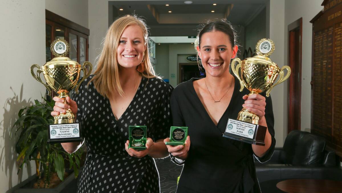 SHARING THE PRIZE: Nadine McNamara and Sophie Barr were the league's best and fairest winners last season. 