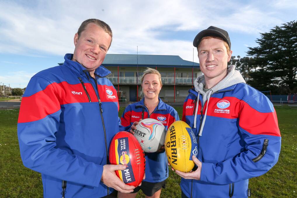 Leadership: Panmure senior coach Chris Bant and assistant Paddy Mahony with A grade netball coach Stacy Dunkley who were appointed during the off-season.