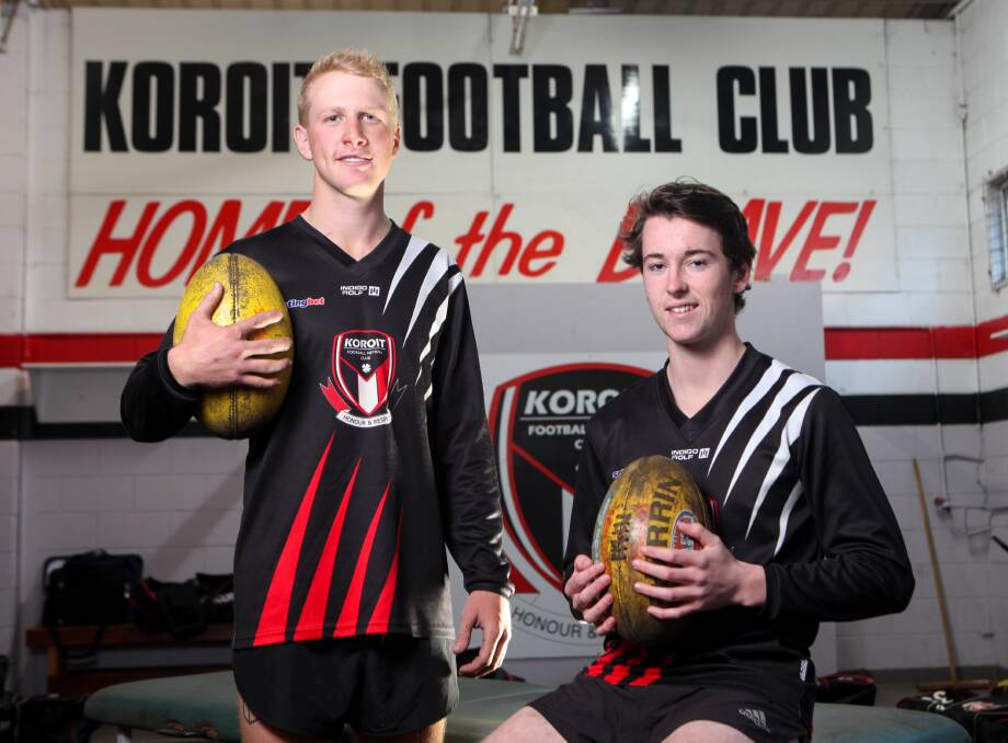 DEBUTANTS: Koroit footballers Alex Pulling and Todd White are gearing up for their first shot at a senior grand final for the club. Picture: Rob Gunstone
