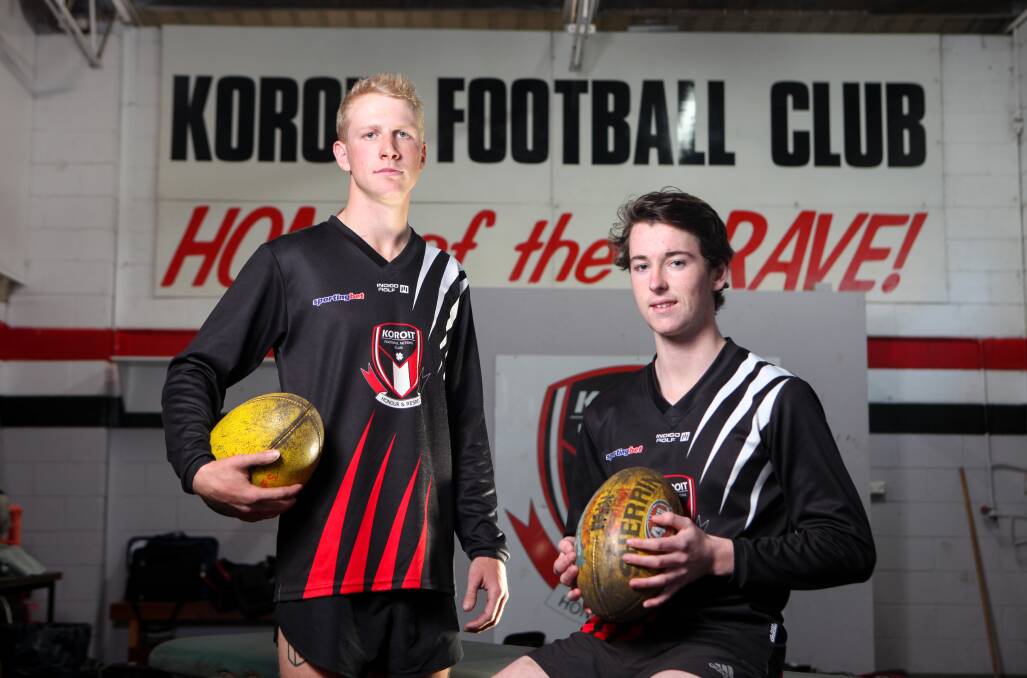 BEST TO COME: Alex Pulling and Todd White are already Koroit premiership players but coach Chris McLaren believes they're still developing. Picture: Rob Gunstone