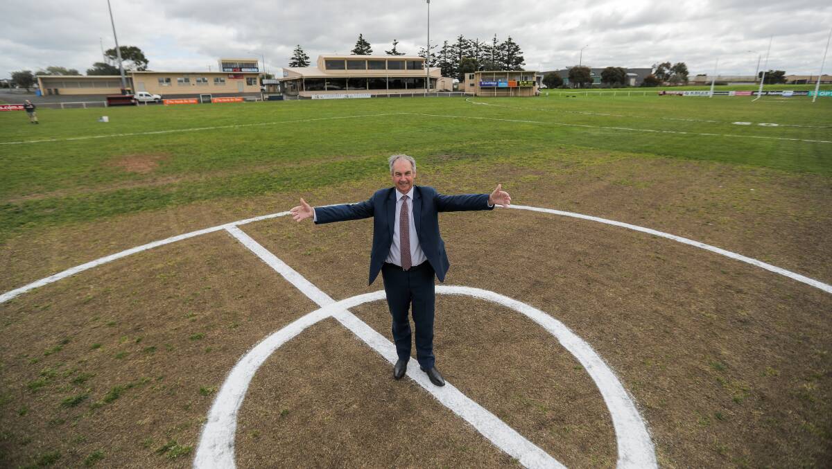 James Purcell, pictured in the centre of Reid Oval, seucred $7 million for the grounds upgrades before last year's state election. Picture: Morgan Hancock