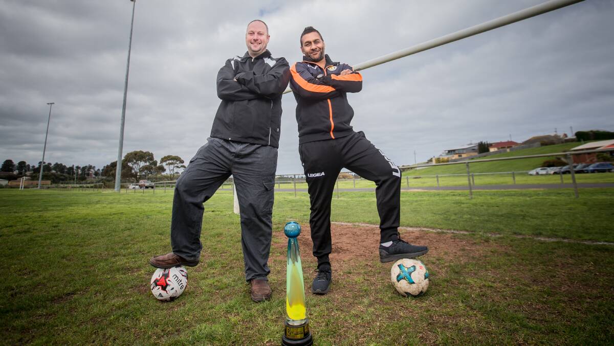 FRIENDS TO FOES: Corangamite Lions manager Locky Fraser and Warrnambool Wolves manager Craig Brooks are gearing up for this weekend's grand final. Picture: Christine Ansorge