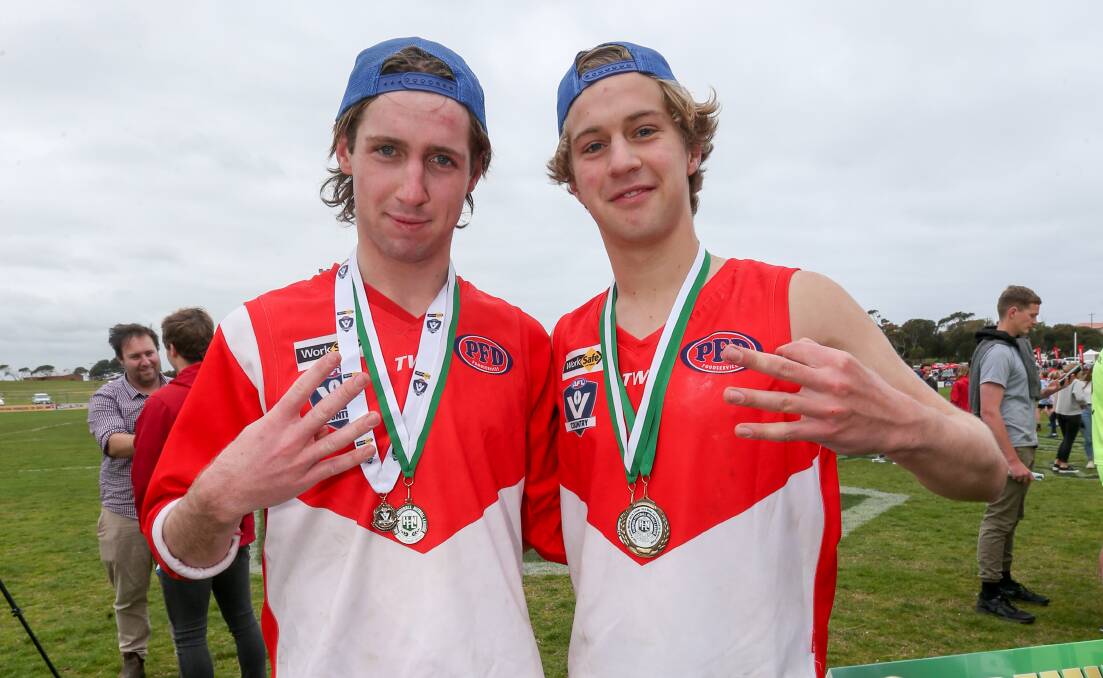 BROTHERS IN ARMS: South Warrnambool's Flynn Atchison and Cooper Atchison played in the Hampden league under 18 grand final together in 2018.