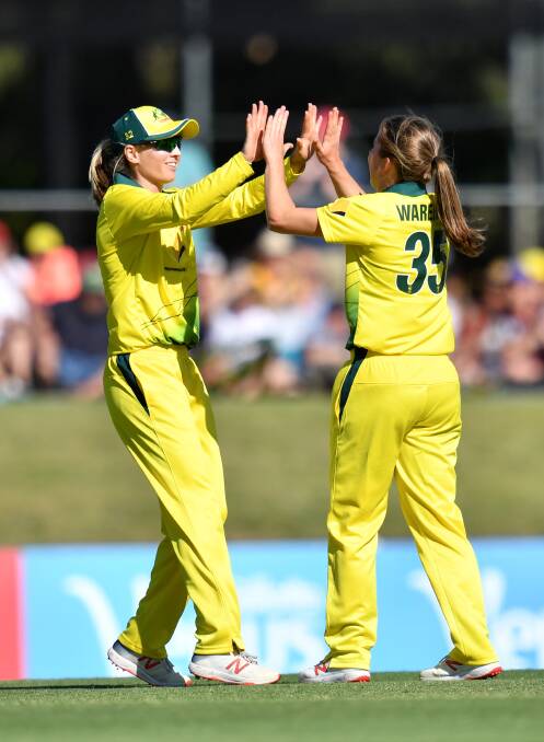 HIGH HOPES: Georgia Wareham (right) will join Victorian and Australian captain Meg Lanning on the plane to the West Indies for the world cup. Picture: Darren England/AAP Image