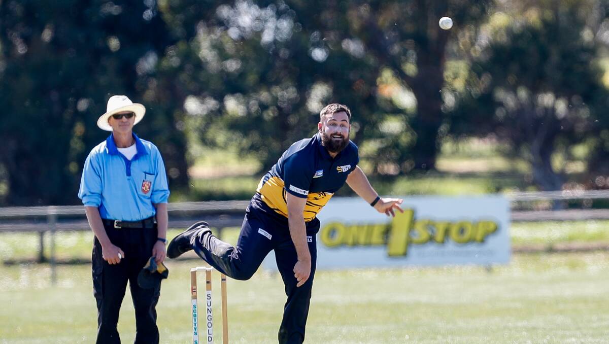 HAUL: Woodford's Nick Butters bowls the ball. He was named in the WDCA team of the week after claiming 3-9 and making 54 runs in last Saturday's twenty20s. Picture: Christine Ansorge