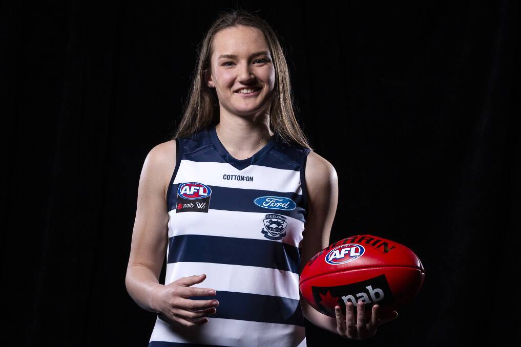 FAST START: Georgia Clarke kicked a goal in her AFLW debut for Geelong on Saturday night. Picture: AAP Image/Daniel Pockett
