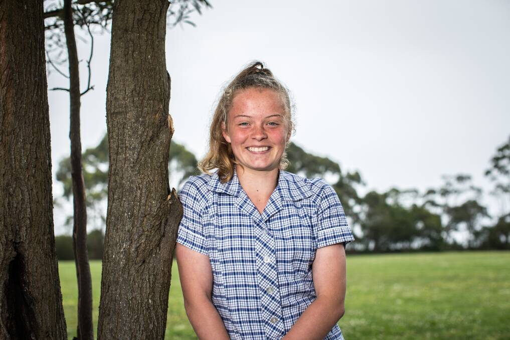 YOUNG GUN: Vic Country cricketer Milly Illingworth, pictured at Timboon P-12, is rising up the ranks. Picture: Christine Ansorge