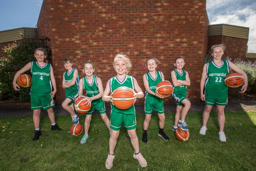 DREAM TEAM: Warrnambool Mermaids' under 12 basketballers Eve Covey, Olivia Lenehan, Indigo Sewell, Shelby O'Sullivan, Satu Johnstone, Lucy McLaren and Poppy Myers make a dangerous combination. Picture: Christine Ansorge