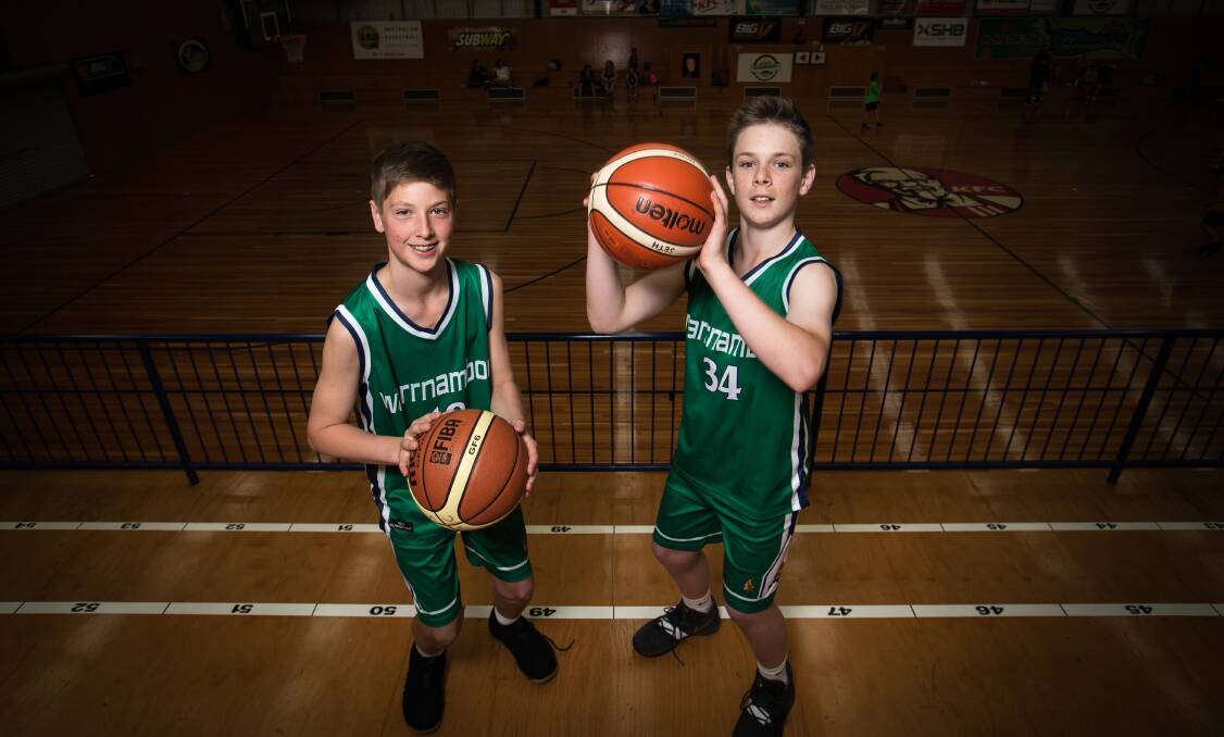 ATTACKING MOVES: Warrnambool Seahawks' new under 14 players Seth Beardsley and Reggie Mast are eager to sink some buckets at the seaside classic. Picture: Christine Ansorge