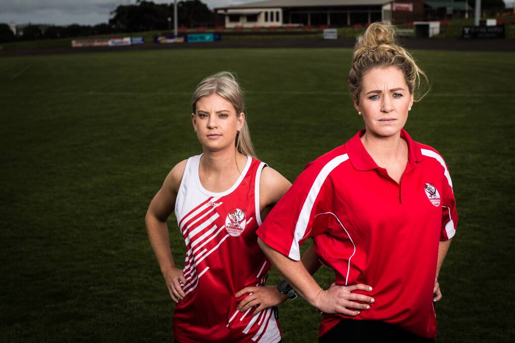 TIME IS NOW: South Warrnambool footballers Sarah Richards and Meg Lumsden are key drivers for a women's football league in the region. Picture: Christine Ansorge