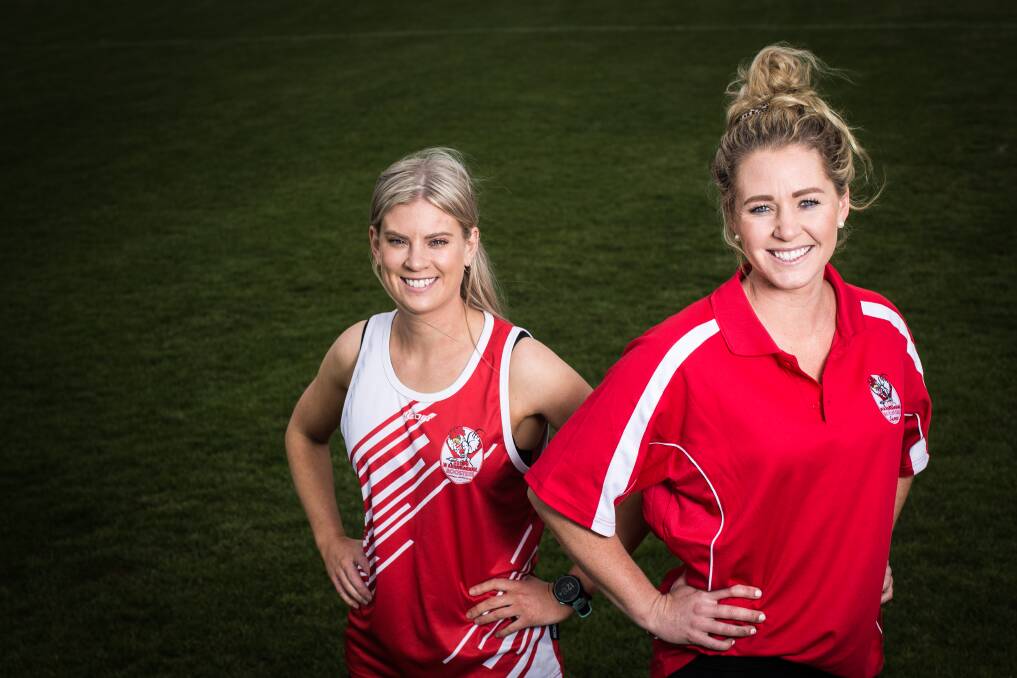 South Warrnambool footballers Sarah Richards and Meg Lumsden are excited about the launch of the region's senior women's football league. Picture: Christine Ansorge