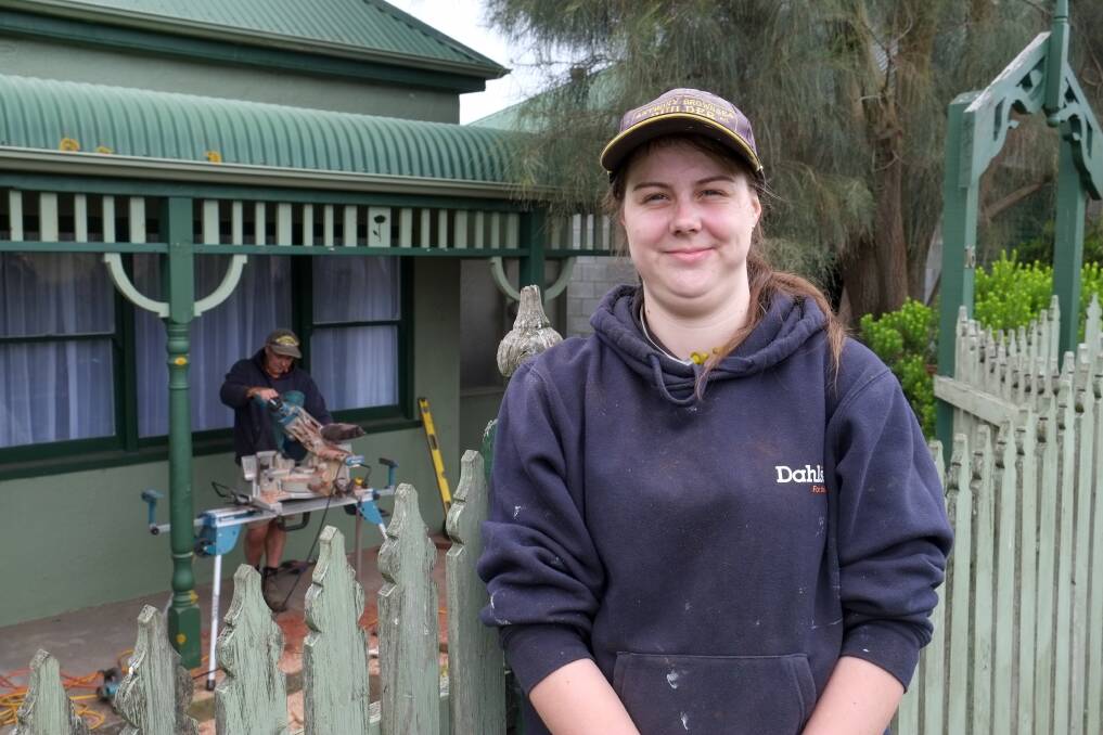On the tools: Warrnambool's Jessica Brownsea has been inspired by her father, builder Anthony Brownsea. Picture: Rob Gunstone