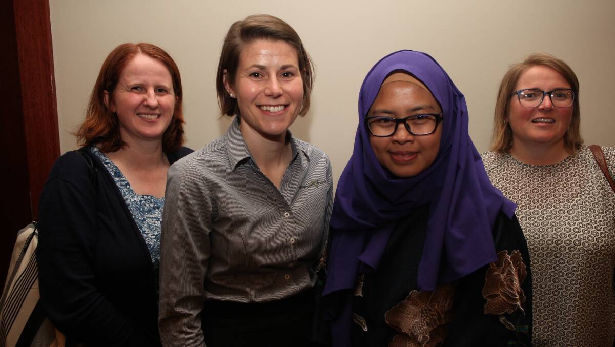 Providing the facts: Agriculture Victoria's Claire Waterman (second from left), with Deakin University agribusiness lecturer Risti Permani, Clare Leddin, left, and Georgie Thomson, right, both of Agriculture Victoria.