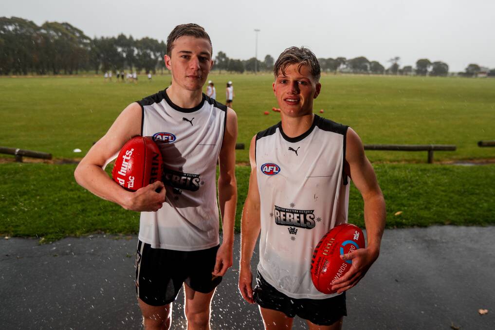 IN THE HUNT: Camperdown's Toby Mahony and South Warrnambool's Jay Rantall want to make the Greater Western Victoria Rebels' 2019 squad. Picture: Morgan Hancock