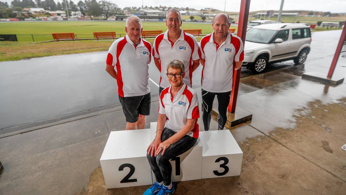 UP AND ABOUT: Warrnambool Gift committee Roger Kennedy, Rob Duynhoven and Richard Wearmouth and Gill Hayden are excited for this year's edition of the race. Picture: Morgan Hancock