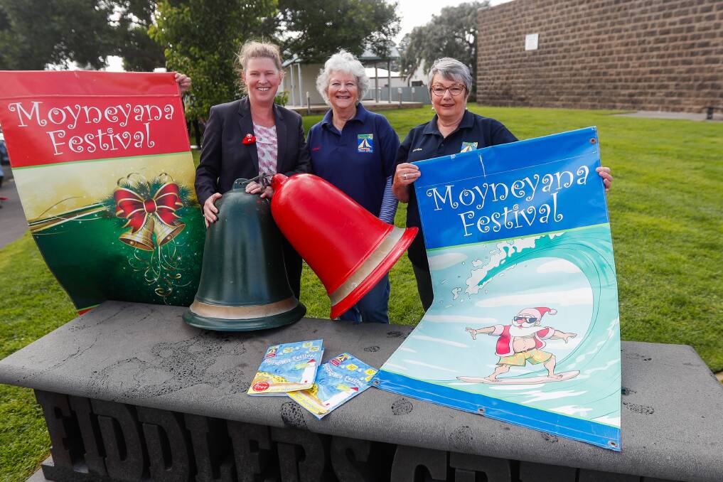 Ready: Moyenyana Festival committee members and volunteers Julia O'Neill, Susan Goy and Carolyn Aitken are excited about the upcoming month-long activities that will fill the township of Port Fairy from December 24. Picture: Morgan Hancock