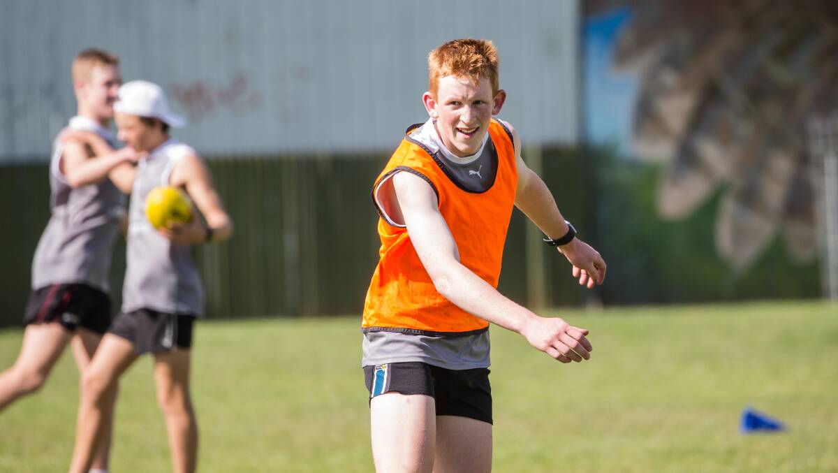 A good week: Henry Kenna played under 16s interleague last Sunday and he will make his senior debut for Kolora-Noorat on Saturday. Here he is at GWV Rebels' under 16s pre-season training. Picture: Christine Ansorge