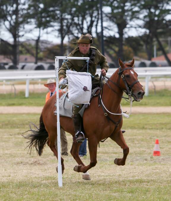 To the point: Mike Rowland from the 1st Light Horse, Tamworth, competes in the 2018 Light Horse Games. Picture: Michael Chambers