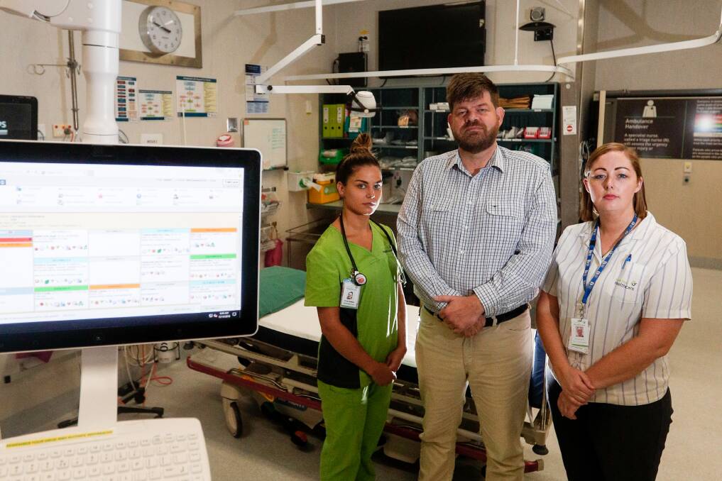 HERE TO HELP: South West Health Care clinical nurse specialist Kylie Dorney, emergency department physician Dr Tim Baker and acting nurse unit manager Sarah Neill. Picture: Morgan Hancock