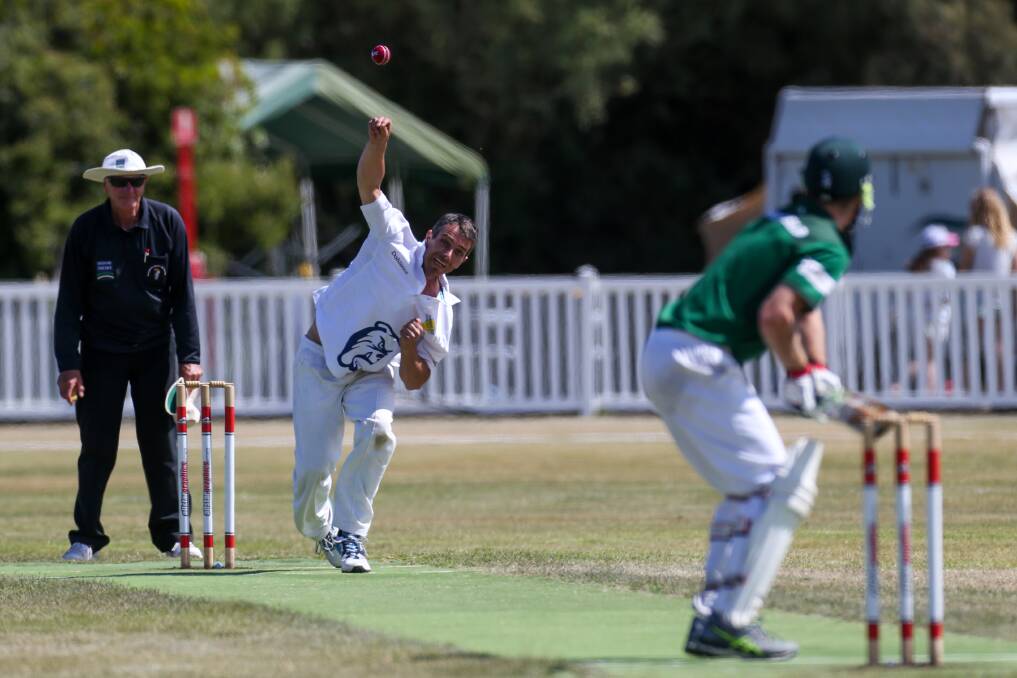 On point: Panmure's Nathan Shand (1-7) helped put the Grassmere batsman under pressure on Saturday. Picture: Rob Gunstone