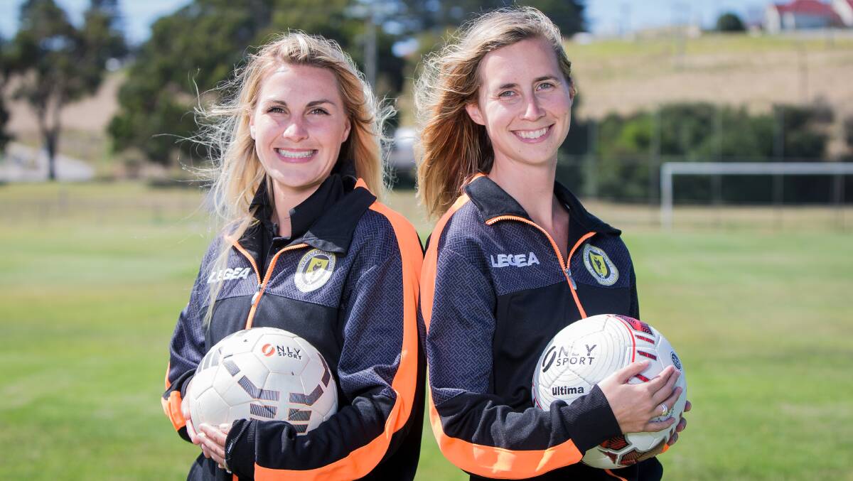 IN IT TOGETHER: Warrnambool Wolves players Amy Ivermee and Amanda Gaffey are trying to encourage other women to take up the sport. Picture: Christine Ansorge