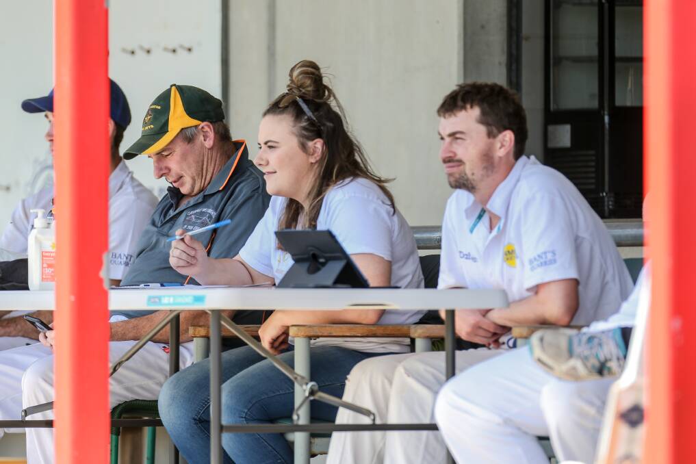 Mailors Flat secretary April Edwards keeps score for her team. Picture: Christine Ansorge