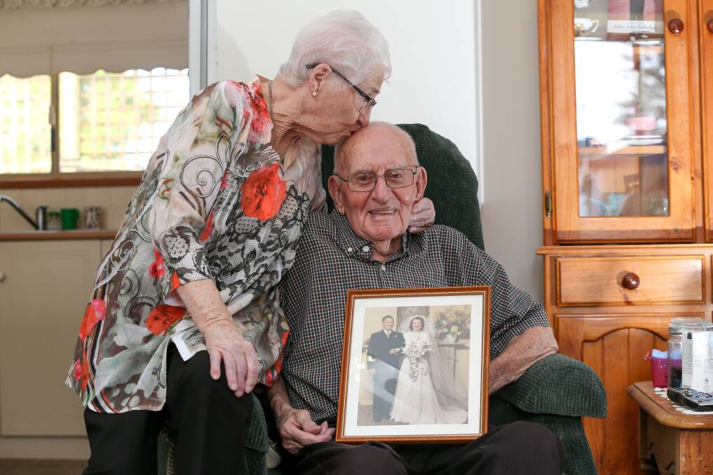 Ken and Betty Kearney celebrated their platinum 70th wedding anniversary at their Warrnambool home on Wednesday. Picture: Michael Chambers.
