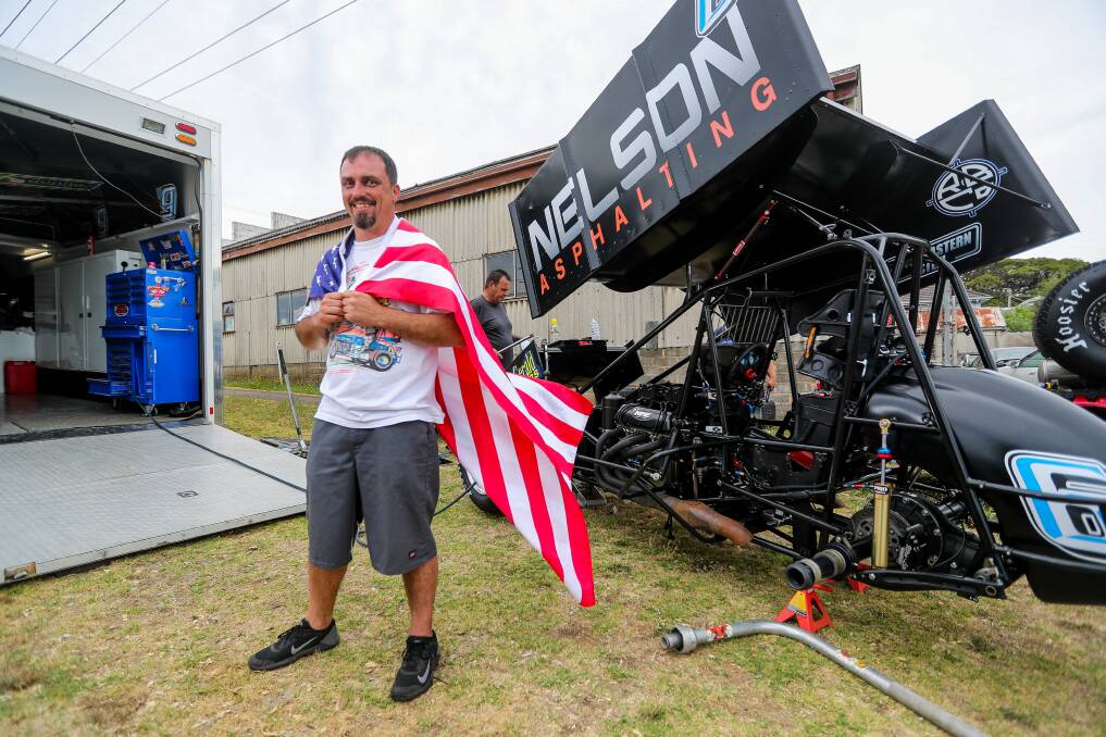 FLYING THE FLAG: USA driver and past Grand Annual Sprintcar Classic champion Tim Kaeding has made a flying visit to Warrnambool. Picture: Morgan Hancock 
