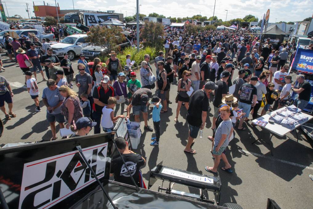 Happy days: Thousands of people fill the car park at the Flying Horse for the Fan Appreciation Day. Picture: Rob Gunstone