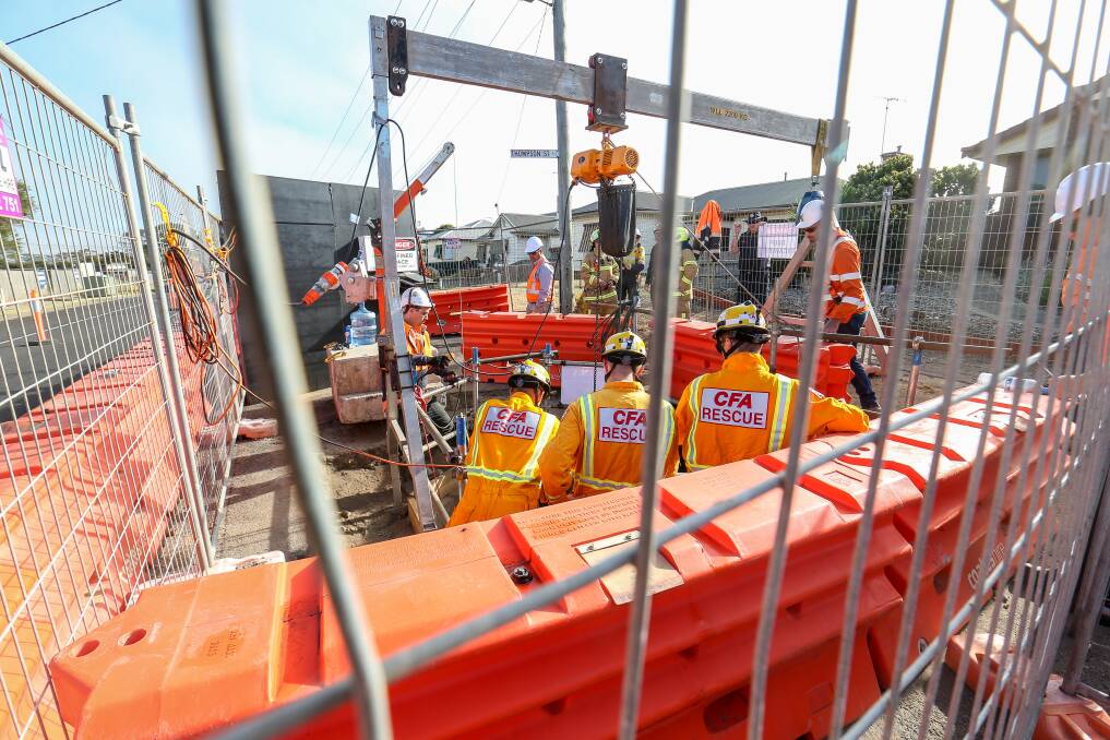 The CFA and Rob Carr Engineering test equipment and skills at the Simpson Street tunnel. Picture: Christine Ansorge