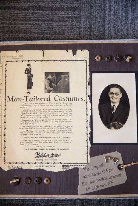 History: An original advertisement from The Standard and tailor Lance Munday from a scrapbook maintained by Michelle Cust.