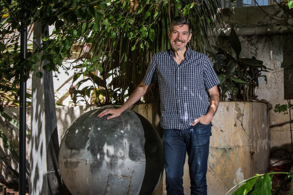 INNOVATOR: Warrnambool's Gareth Colliton stands next to a Trylon and Perisphere model. He is launching The Ideas Place at an event at Fletcher Jones Gardens on Thursday evening. Picture: Christine Ansorge