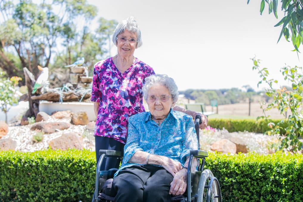 A happy birthday: Jean Gray celebrates her 103rd birthday with her daughter Alwyn Burney in Terang. Picture: Christine Ansorge