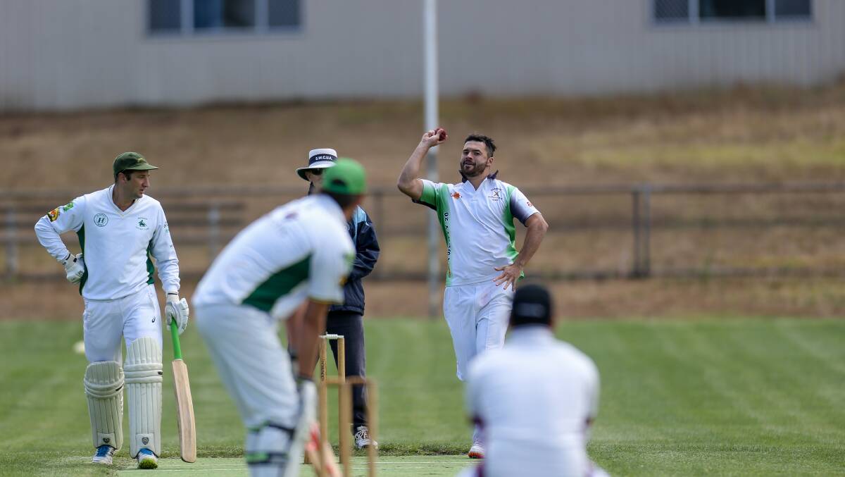 Finding form: Noorat bowler Gus Bourke took three wickets against Simpson on Saturday. Picture: Anthony Brady