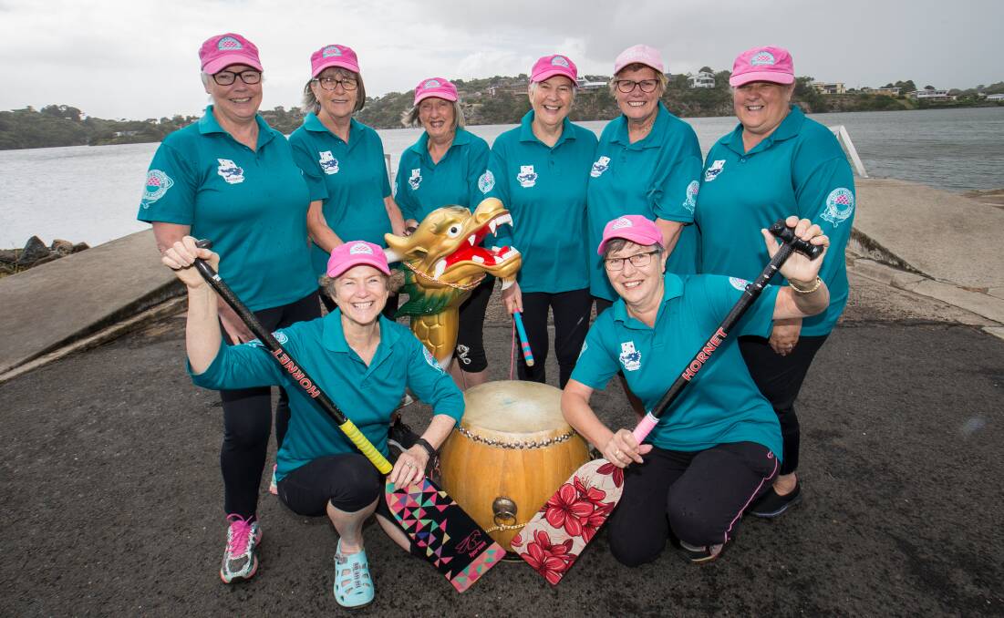 South C Dragons' Anne Wallis, Marg Cope, Victoria Dunn, Julie Miller, Helene Westwood, Judy Umney, Janet Goodall and Marlene O'Brien. Picture: Christine Ansorge
