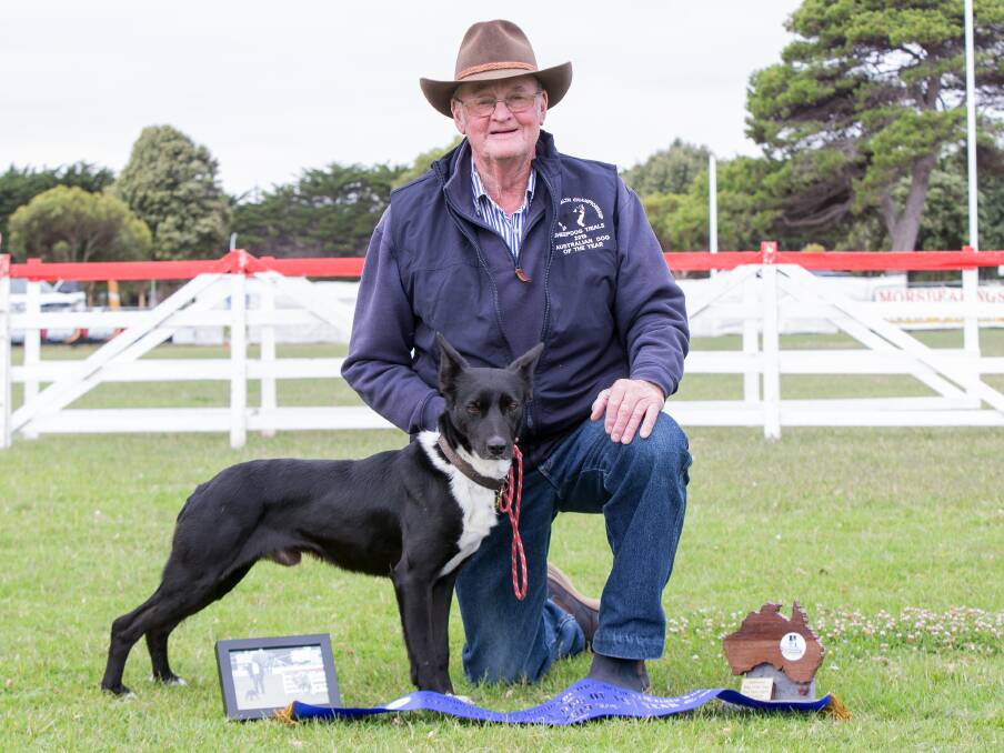 A very good boy: Dog of the year winner John Perry, from Bredbo, NSW, with Boco Raffa. Picture: Christine Ansorge