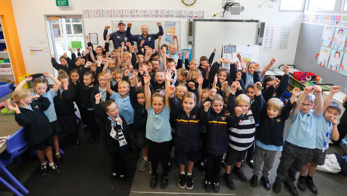TOP VISITS: Alan Thompson has helped organise AFL trips like Charlie Constable and Gary Ablett visiting Timboon P-12. Picture: Morgan Hancock 