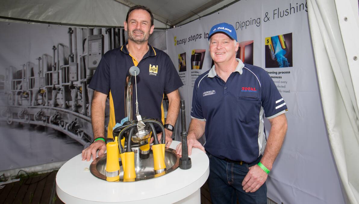 Good for the industry: ADF Milking's Craig Kelly and Bevan Walker at the Sungold field days. Picture: Christine Ansorge