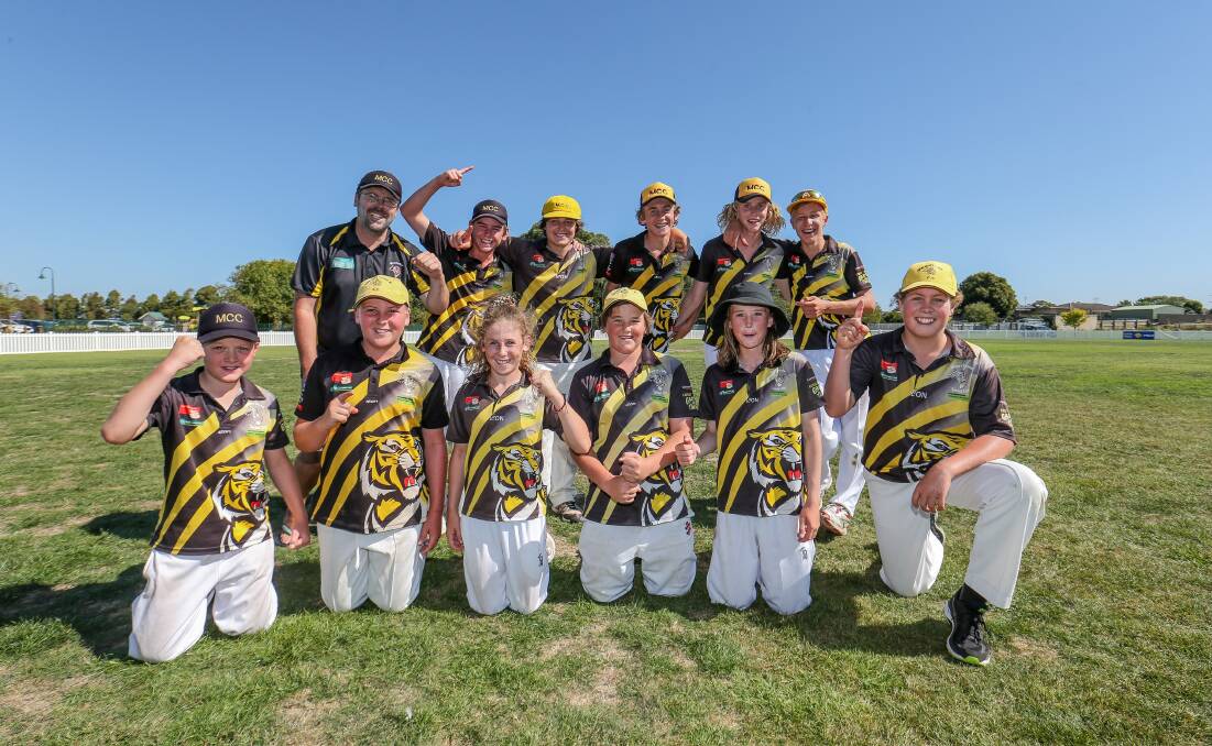 Merrivale celebrate their win at the under 15 boys grand final at Allansford on Sunday.  Picture: Christine Ansorge