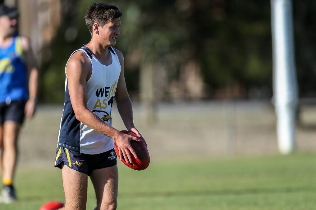 WORKING HARDL North Warrnambool Eagles' Jye O'Brien has sharpened his skill work in a bid to earn more senior games. Picture: Anthony Brady