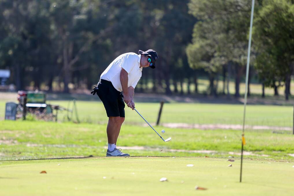 ON TARGET: Terang golfer Phil Beasley won his eighth Terang Golf Club A grade championship on Saturday but believes his sons George, 15, and Fred, 13, will soon have his measure. Picture: Anthony Brady 