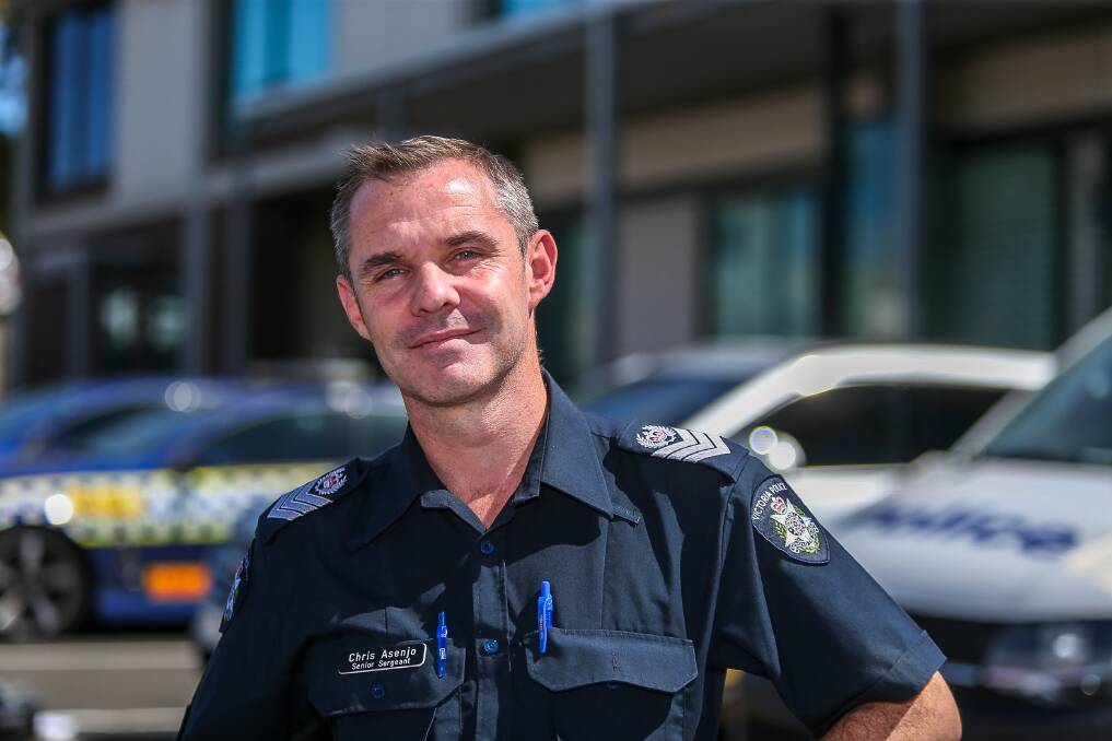  Plea: South-west police road safety manager Senior Sergeant Chris Asenjo is requeswting bike riders and drivers be vigilant. Picture: Anthony Brady