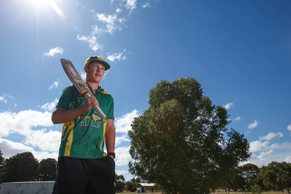 FOR YOU: Young Allansford Cricket Club all-rounder Kalin Janes has dedicated his weekend performance, a century and two wickets, to his late mate Sam Chilton. Picture: Rob Gunstone