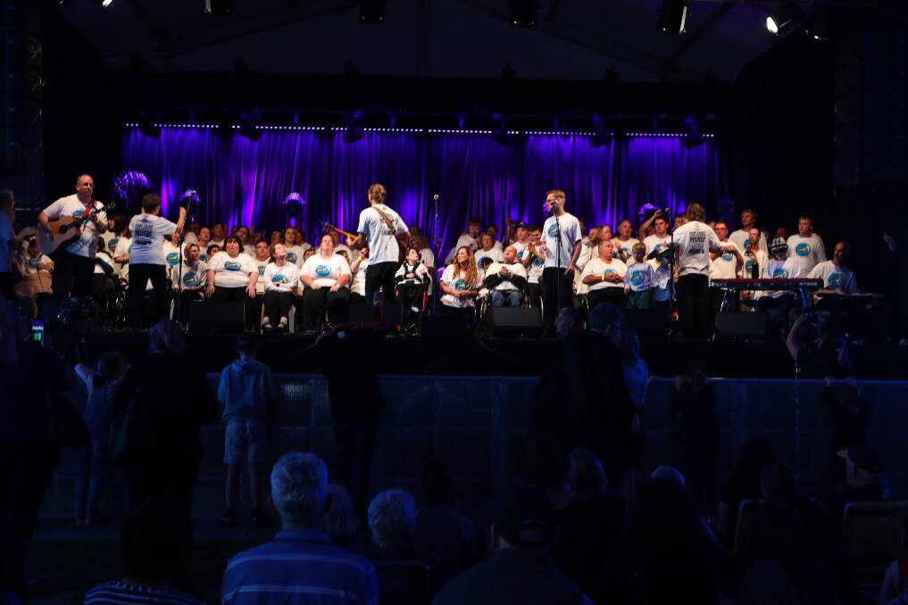 RETURNING: The Find Your Voice - All Abilities Choir in action on the Friday night of the 2019 Port Fairy Folk Festival. Picture: Rob Gunstone